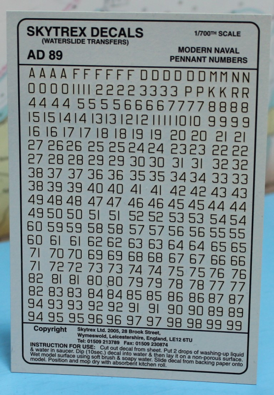 Modern naval pennnat numbers (1 p.) Skytrex Decals AD 89 1:700